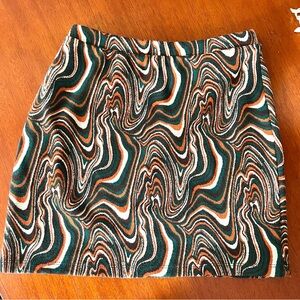 Zara Green Brown Patterned Mini Skirt